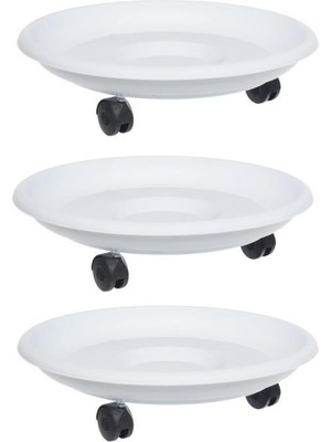 Omnipazar SO-TT01 Tekerlekli Saksı Tabağı No 1 Beyaz 3 Adet