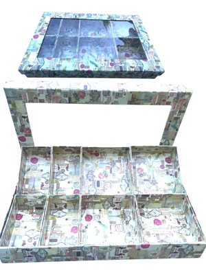 UltraNova 8 Bölmeli Şeffaf Kapaklı Çok Amaçlı Organizer Kutu Kahverengi