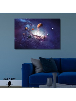 Tekli Yatay Kanvas Duvar Tablosu Uzay ve Gezegenler