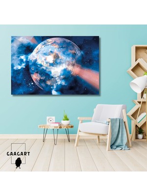 Tekli Yatay Kanvas Duvar Tablosu Uzay Mavi Dünya