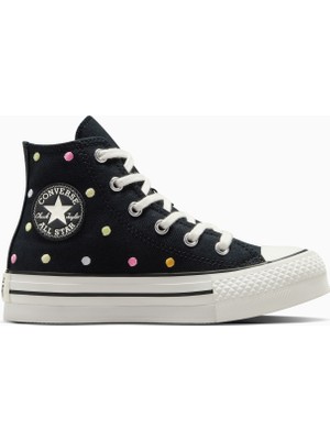 Converse Chuck Taylor All Star EVA Lift Polka Dots Çocuk Siyah Platform Sneaker.001