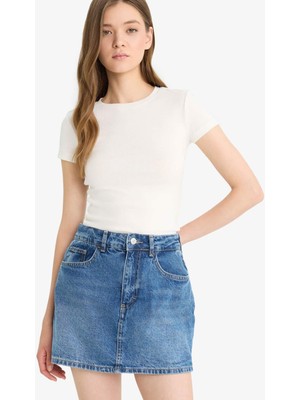 DeFacto Fitted Bisiklet Yaka Ribana Kısa Kollu Tişört E0288AX25AU