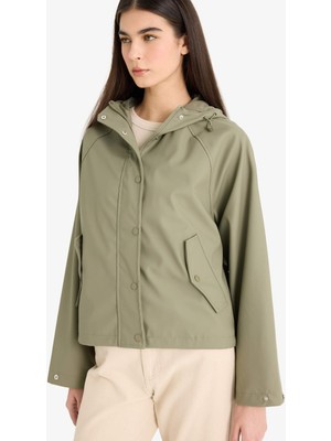 DeFacto Su İtici Kapüşonlu Suni Deri Yağmurluk E8552AX25AU