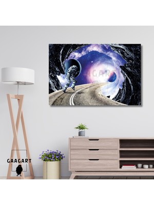 Tekli Yatay Kanvas Duvar Tablosu Uzay Koşan Astronot