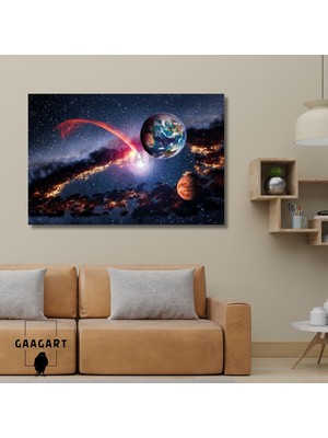 Tekli Yatay Kanvas Duvar Tablosu Uzay Görüntüsü