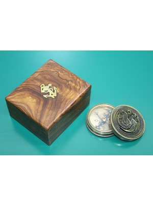 Keyfim Shop Kişiye Özel Ahşap Kutulu Pirinç Pusula