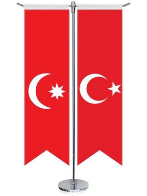 Asilmeydan Son Imp. Bayrağı ve Türkiye Kırlangıç Saten T Direk Masa Bayrağı 2'li
