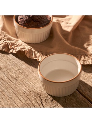 Bella Maison Vislo 2'li Sufle Kabı Seti Beyaz-Kahverengi (200 ml)