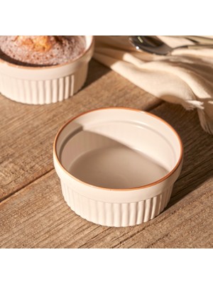 Vislo 2'li Sufle Kabı Seti Beyaz-Kahverengi (290 ml)