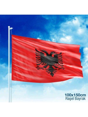 Asilmeydan Arnavutluk Bayrağı Çift Başlı Kartal - Bayrak - 100x150 cm (1 metre x 1,5 metre)