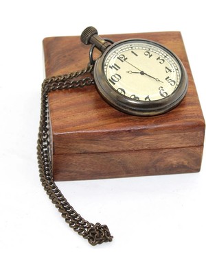 Markport Ahşap Kutulu Pirinç Köstekli Saat 16155