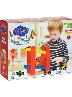 Playwood Ahşap Yarış Arabalı Oyun Rampası