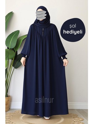 Elif Ferace Şal Hediyeli Takım Lacivert