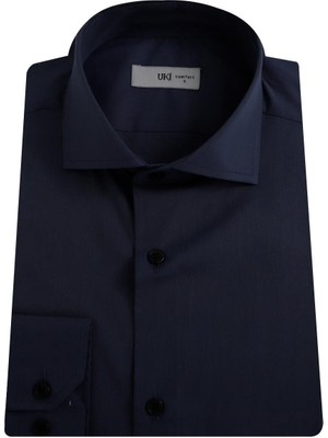 Uki Lacivert Comfort Fit Uzun Kol Gömlek