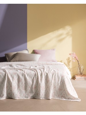 Madame Coco Rotule King Size %100 Pamuk Karde Baskılı Pike - Pudra