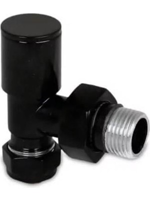 Radyal 16009 Köşe Radyatör Vanası Siyah Silindir Pex 16X2