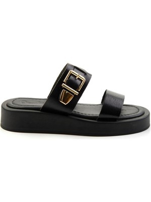 Siyah Leather Kadın Terlik K04826053803