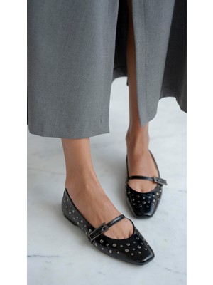 Kasius Siyah Rugan Hakiki Deri  Babet