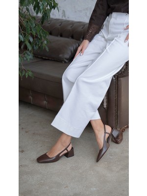 Vardy Kahve Hakiki Deri  Topuklu Ayakkabı