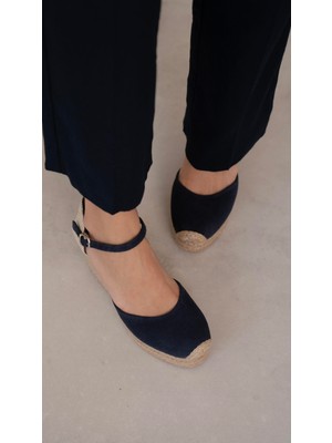 Ece'nin Butiği Delgado Lacivert Süet Hakiki Deri  Topuklu Ayakkabı