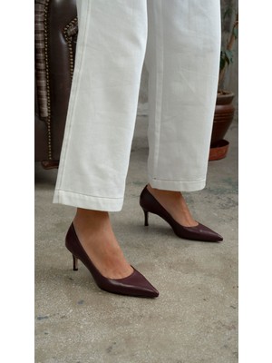 Ece'nin Butiği Brant Bordo Hakiki Deri Kadın Stiletto
