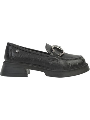 Kadın Siyah Baskı Loafer Günlük Ayakkabı