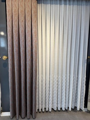 Etekleri Pon Pon Desenli Pilesiz Tül Perde, Ütü Istemez Yüksek Kaliteli Tül Perde