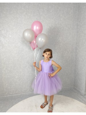Kız Çocuk Abiye Elbise Ada Model , Lila Tütü Elbise