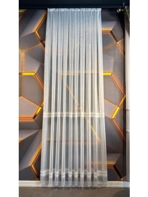 Gümüş Gri Yatay Çizgili Pilesiz Tül Perde, Ütü Istemez Yüksek Kaliteli Tül Perde