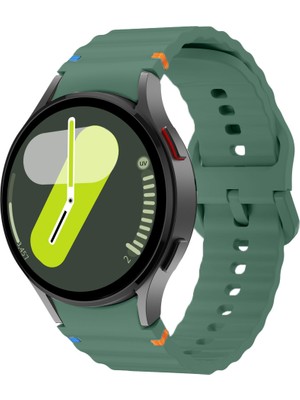 Samsung Galaxy Watch 7 40MM-44MM Ile Uyumlu Metal Tokalı Dalgalı Spor Silikon Kordon