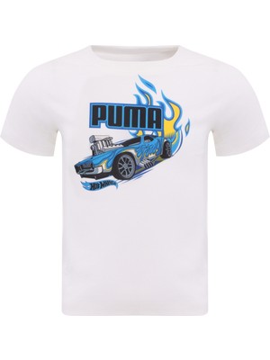 Puma X HOT WHEELS Graphic Beyaz Erkek Çocuk Kısa Kol T-Shirt