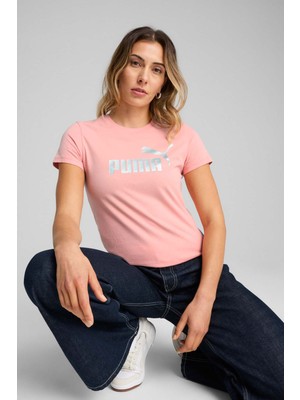 Puma ESS METALLIC No. 1 Logo T Pembe Kadın Kısa Kol T-Shirt