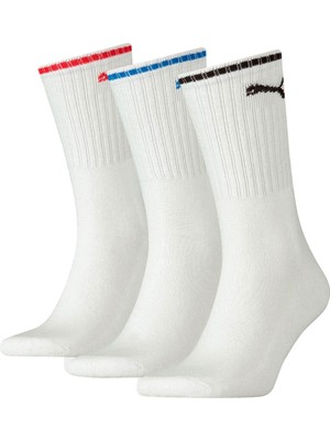 Puma SPORT CREW STRIPE 3P Beyaz Unisex Çorap