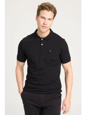 Wrangler Kısa Kollu Polo T-shirt Siyah Erkek Kısa Kol T-Shirt
