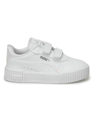 Puma Carina 2.0 Holo 2.0 V Inf Beyaz Kız Çocuk Sneaker Kauçuk Taban Suni Deri Malzeme