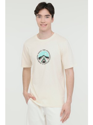 Jack & Jones JORLAFAYETTE TEE SS CREW Krem Erkek Kısa Kol T-Shirt