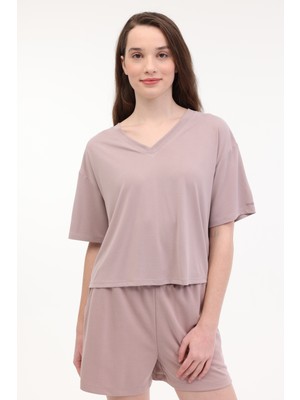 Lumberjack WL PAOLA 11MS451 5FX Vizon Kadın Kısa Kol T-Shirt