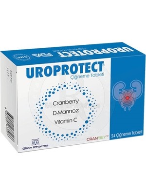 Glion Pharma Uroprotect Çiğneme Tableti 24 Adet Turna Yemişi D-Mannoz Vitamin C İçeren İspanya Menşeli