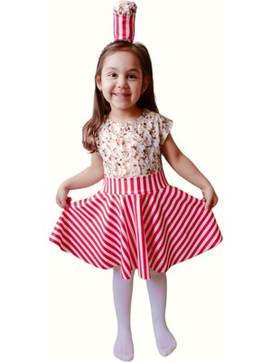 Kız Çocuk Kiloş Etekli  Popcorn Kostüm / Patlamış Mısır Elbise