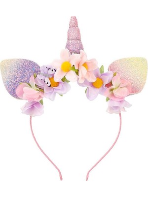 Çiçekli Unicorn Tacı