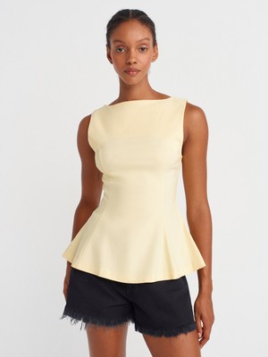 50281 Peplum Top-Açık Sarı