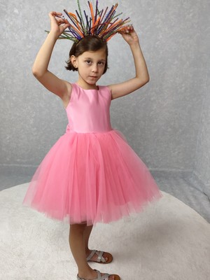 Kız Çocuk Ada Model Abiye Pembe Elbise