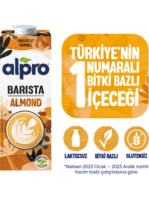 Alpro Barista Badem Sütü 1 L Vegan Laktozsuz Bitkisel Bazlı