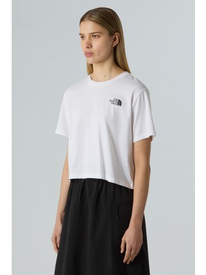The North Face W SIMPLE DOME CROPPED Beyaz Kadın Kısa Kol T-Shirt
