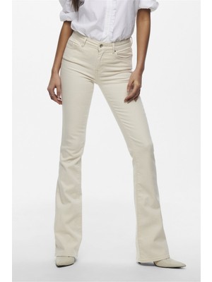 Only ONLBLUSH MID FLARED DNM D Ekru Kadın Jean Pantolon