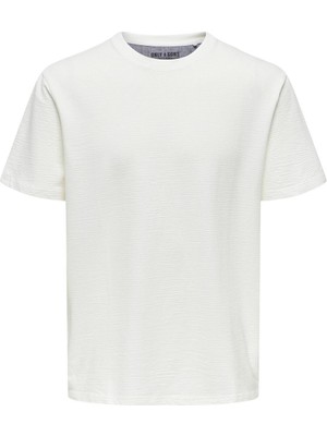 Only & Sons Erkek Onskıan Kare Desenli Kısa Kollu Pamuklu T-Shirt 22028692 Ekru