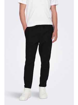 Only & Sons Erkek Onslinus Beli Lastikli Keten Pantolon 22024966 Siyah