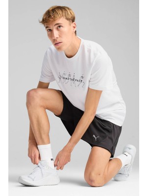 Puma GRAPHICS RUNNING ILLUSTRA Beyaz Erkek Kısa Kol T-Shirt