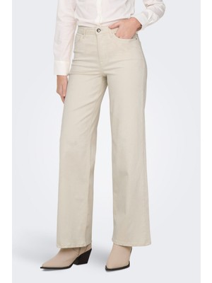 Only ONLMADISON BLUSH HW WIDE Ekru Kadın Jean Pantolon