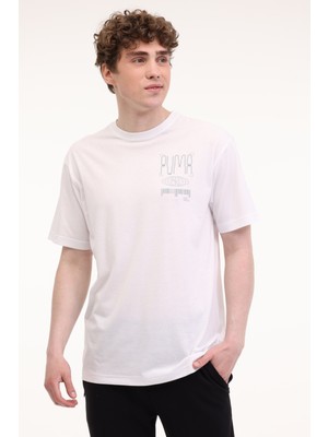 Puma M GRAPHICS TRAIN ILLUSTRA Beyaz Erkek Kısa Kol T-Shirt